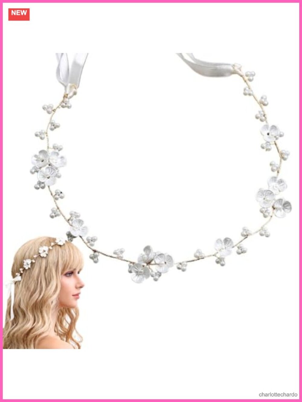 Handmade Flower Girl Headband Pearl Adjustable Hair Accessory